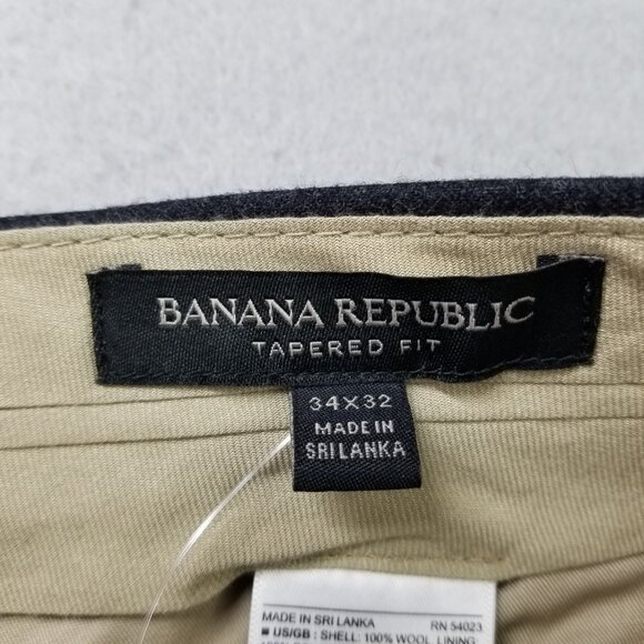 Banana Republic Pants Mens Gray Tapered Soft Virgin Wool Vitale Flannel 120's - Picture 11 of 13